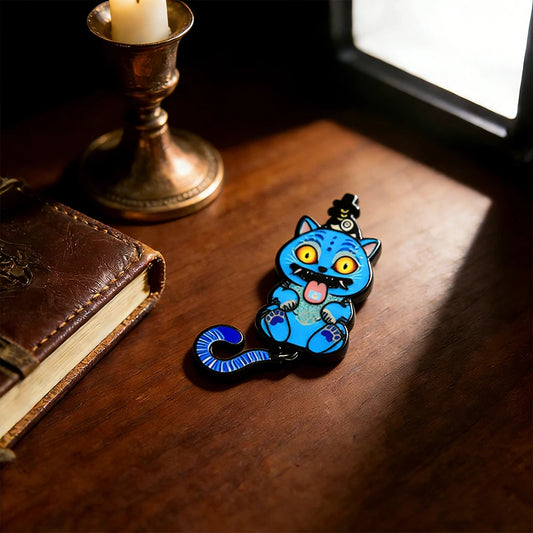 KPop Demon Hunters: Blue Supernatural Tiger Derpy Sussie Enamel Pin Cat Tail Pendant Brooch Gothic Cartoon Peripheral Badge Jewelry Gift