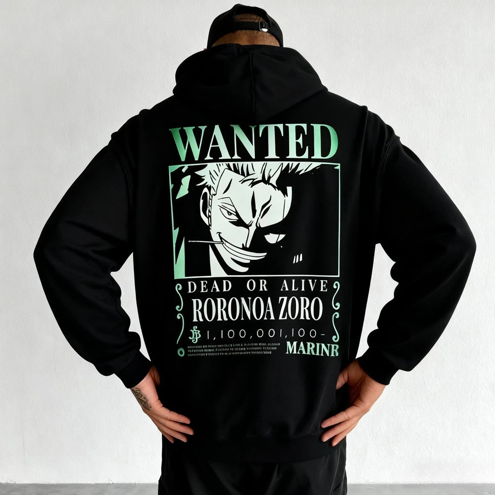 One Piece: Japanese  Print Hoodie Roronoa Zoro Graphic Hoodies Long Sleeve Pullover Sweatshirt Y2K Harajuku Clothing