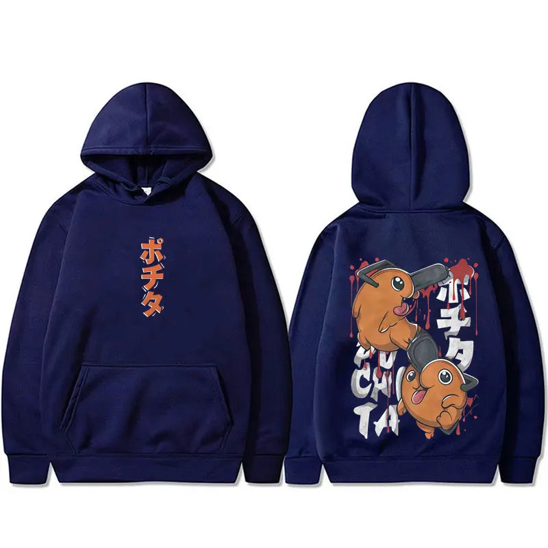 Chainsaw Man: Denji Pochita Funny Graphic Hoodie Men Women Clothing Manga Oversized Hooded Sweatshirt Male Vintage Hoodies