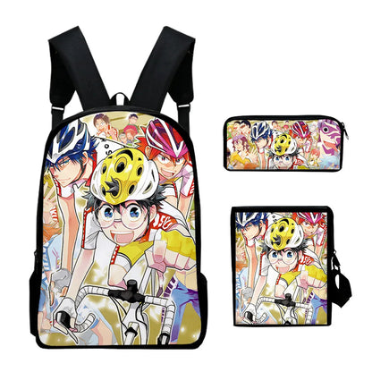 Yowamushi Pedal: Luxury Popular  3D Print 3pcs/Set pupil School Bags Laptop Daypack Backpack Inclined shoulder bag Pencil Case
