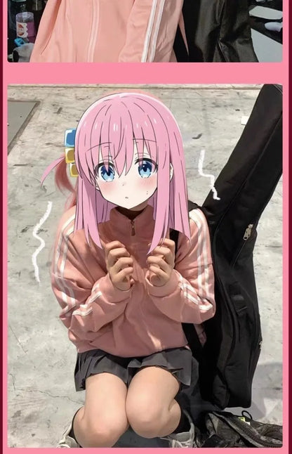 Bocchi The Rock:  Cosplay Gotoh Hitori Costume The Rock Pink School JK Uniform Sportswear Coat Skirt Full Set for Women Girls