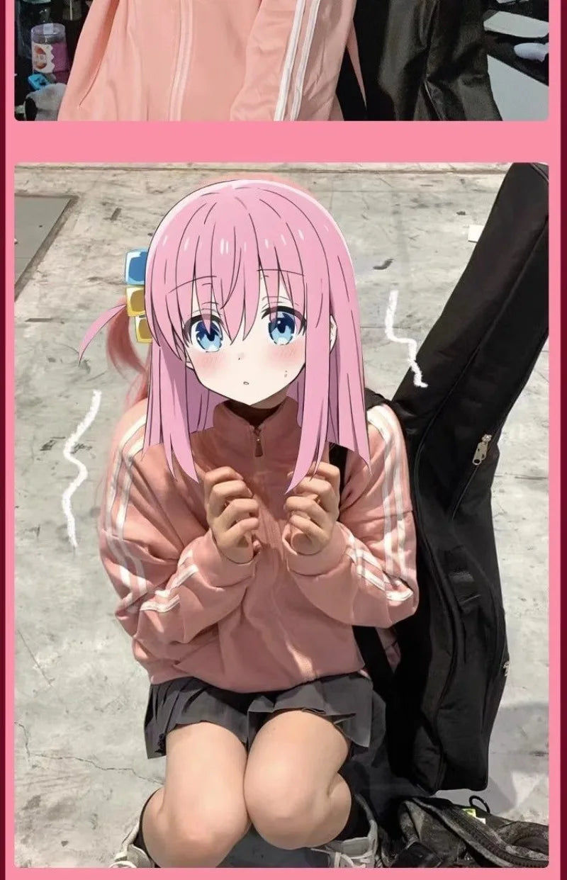 Bocchi The Rock:  Cosplay Gotoh Hitori Costume The Rock Pink School JK Uniform Sportswear Coat Skirt Full Set for Women Girls