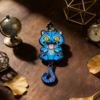 KPop Demon Hunters: Blue Supernatural Tiger Derpy Sussie Enamel Pin Cat Tail Pendant Brooch Gothic Cartoon Peripheral Badge Jewelry Gift