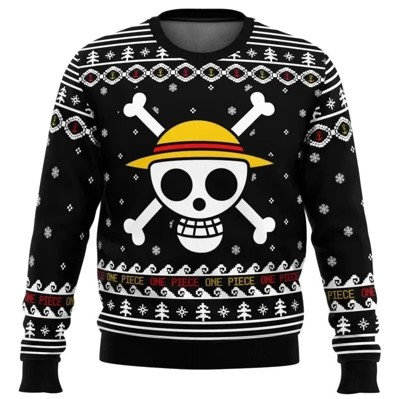 One Piece: Luffy Christmas One Piece Ugly Christmas Sweatshirt Cartoon Japan Anime Men Women Pullover Kawaii Tops Couple Hoodie
