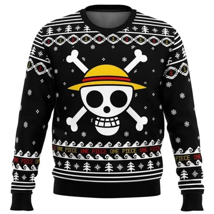 One Piece: Luffy Christmas One Piece Ugly Christmas Sweatshirt Cartoon Japan Anime Men Women Pullover Kawaii Tops Couple Hoodie