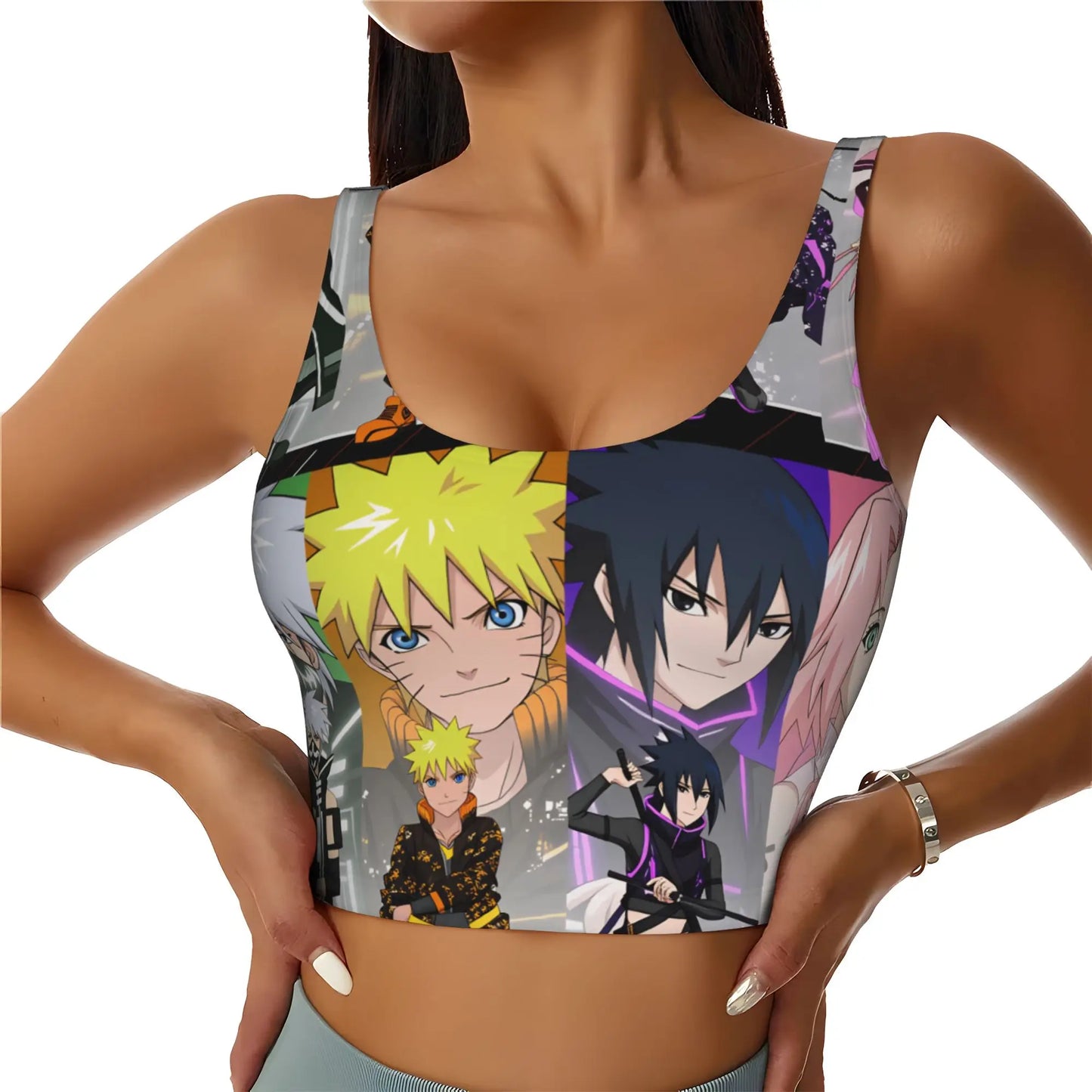 Naruto :Sasuke Uchiha Orochimaru  Sports Bra Women's Anime  Gym Workout Yoga Crop Top