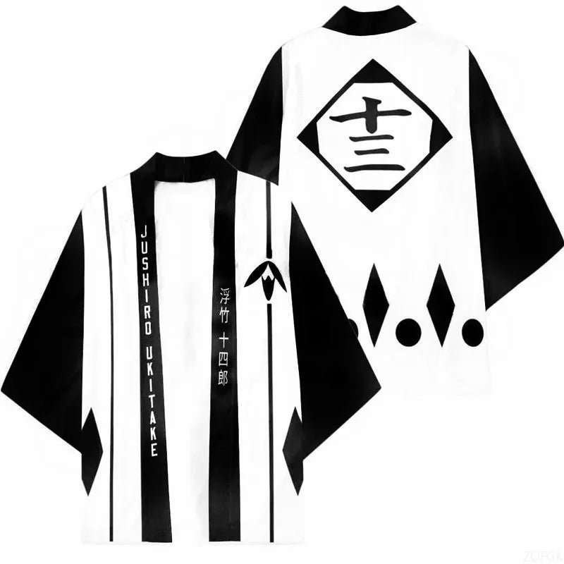Bleach: Japanese Anime Bleach Anime Kurosaki Ichigo Kimono, Feather Woven Cloak, Taoist Robe, 3D Digital Printed Top