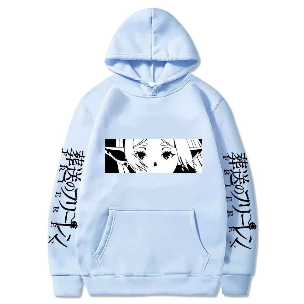 Frieren: Beyond Journey's End Women Sweatshirts Frieren Eyes Printed Hoodies Plus Size Long Sleeve Casual Pullovers