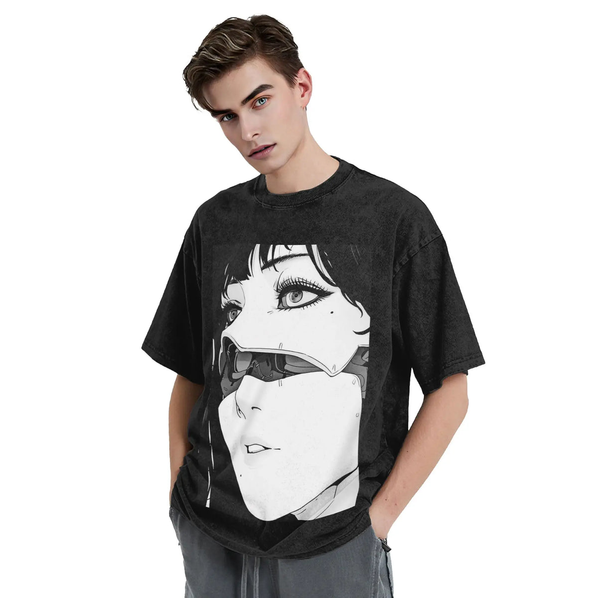 Ghost in the Shell: Motoko Kusanagi G T Shirt Hip Hop Washed Oversize T-Shirts  Fashion Men Women Tops Streetwear Summer Tee Shirt
