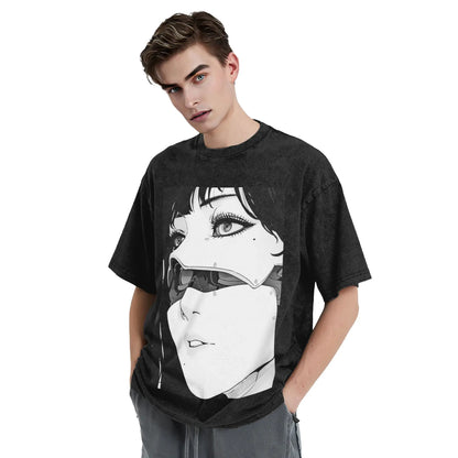 Ghost in the Shell: Motoko Kusanagi G T Shirt Hip Hop Washed Oversize T-Shirts  Fashion Men Women Tops Streetwear Summer Tee Shirt