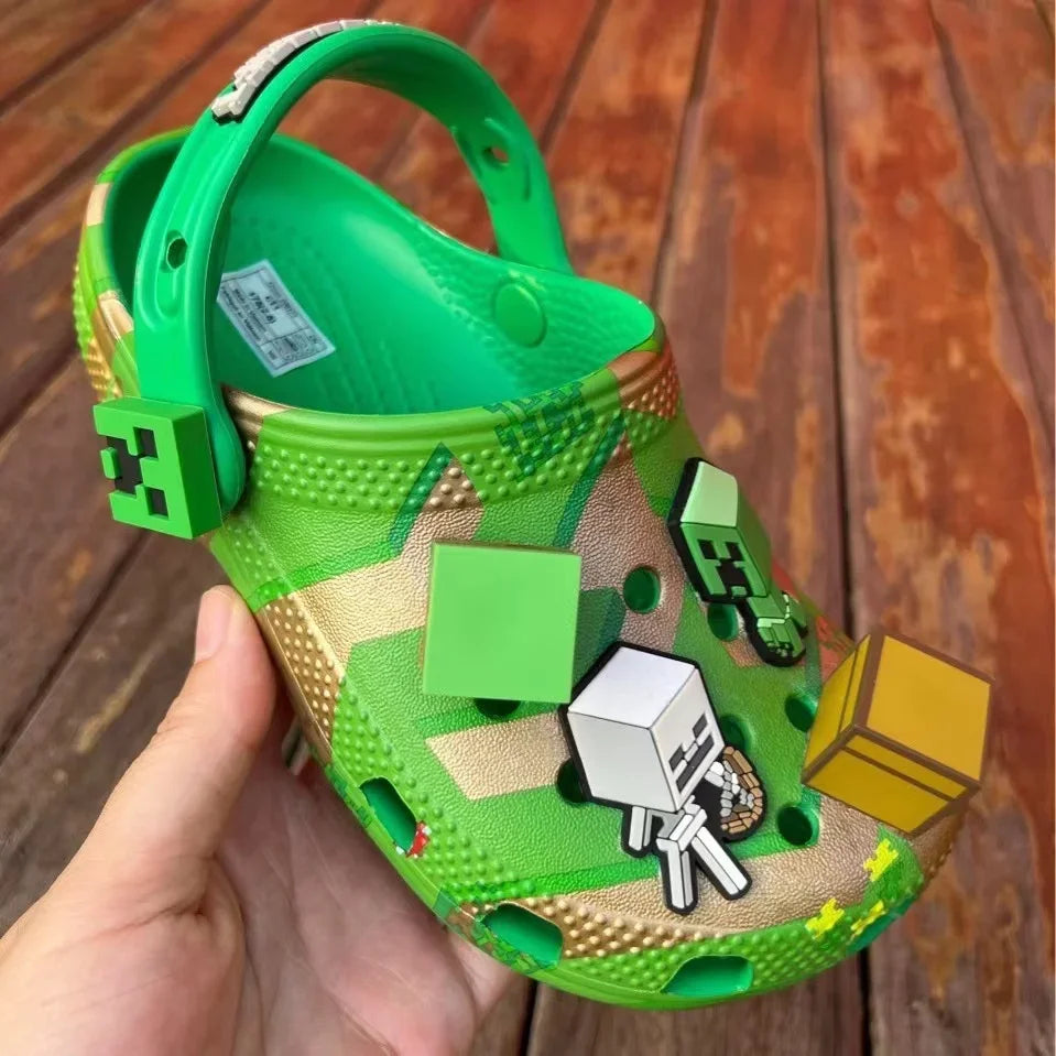 MineCraft: Bandai Cartoon anime Kawaii children's hole shoes cute cos minecraft branded boy girl beach sandals student home slipper gift