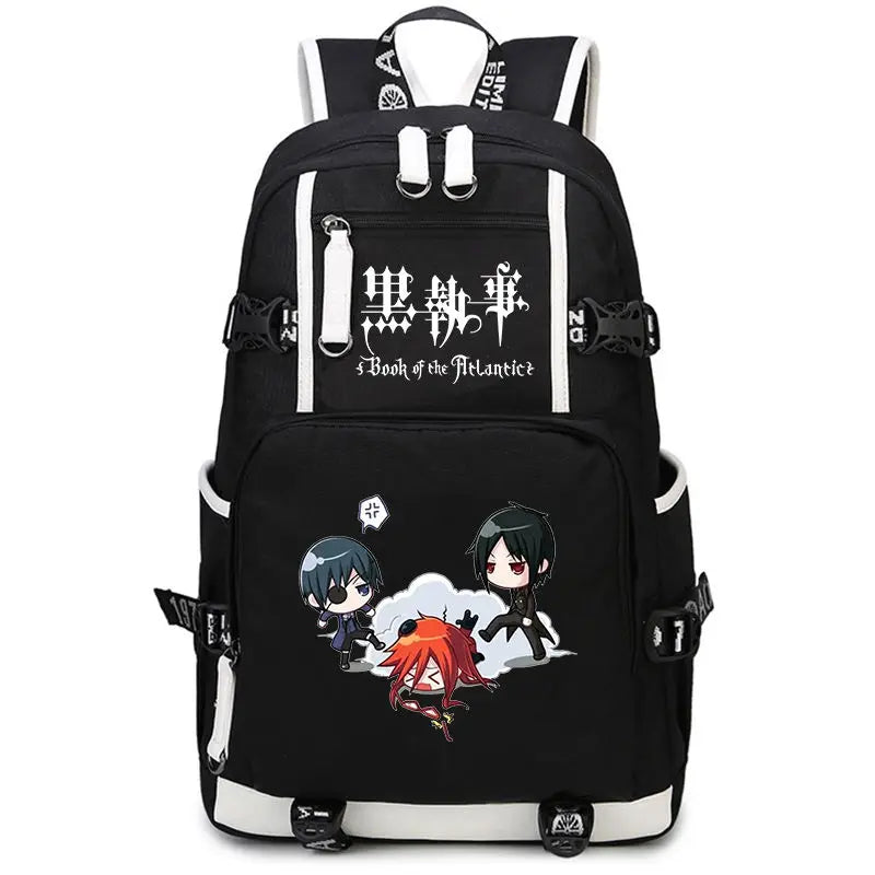 Black Butler: USB Backpack Book Bag Casual Travel Computer Men Women Girl Boys Cosplay Bag Schoolbag Laptop Bags