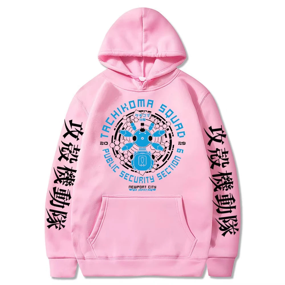Ghost in The Shell: Retro Hoodie Men Women Long Sleeve Sweatshirt Gits Manga Tachikoma Squad Walker Robots Streetwear