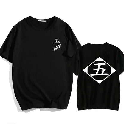 Bleach: Soul Society  Print T-shirt  Oversized Casual Cotton Black and White Short Sleeves Men's Clothing