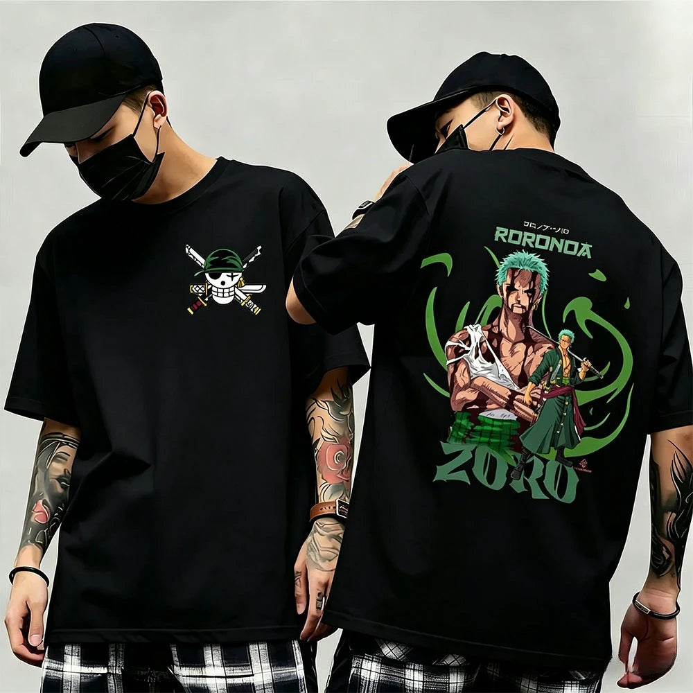 One Piece: Summer New Arrival: Pattern T-shirt, unisex, anime print, casual short-sleeved, fashionable streetwear top, Y2K style.