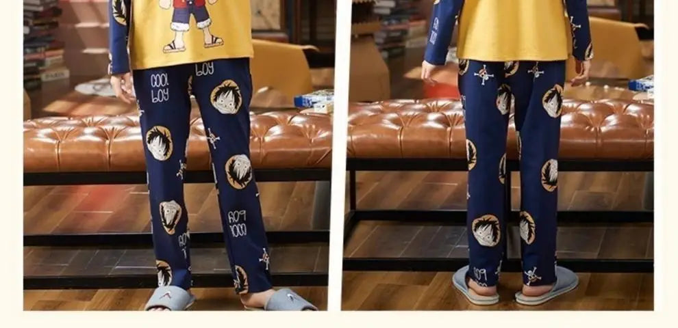 Doraemon: Doraemon Cute Cartoon Kids Pajamas Suit 3-14 Y Boys Autumn Thin Long Sleeves Home Clothes Sleepwear Set Kids Gift