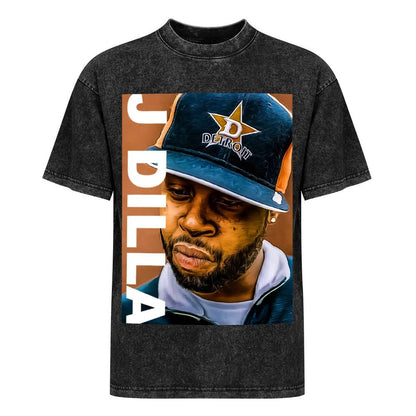 J Dilla: print art T-Shirt Basic Solid Color Short Sleeve Cotton Top