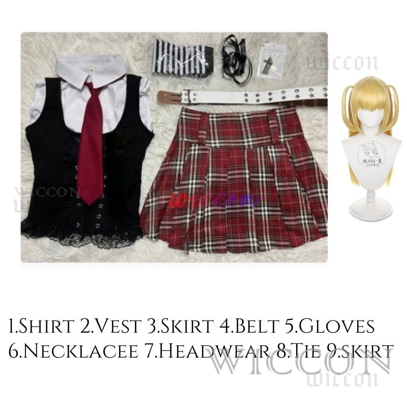 Death Note:Misa Cosplay  Misa Amane Cosplay Costume Daily Sexy Dress Subculture Necklace y2k jirai kei GothLoli Uniform Wig