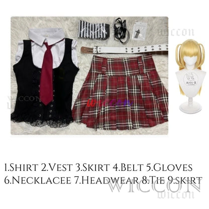 Death Note:Misa Cosplay  Misa Amane Cosplay Costume Daily Sexy Dress Subculture Necklace y2k jirai kei GothLoli Uniform Wig