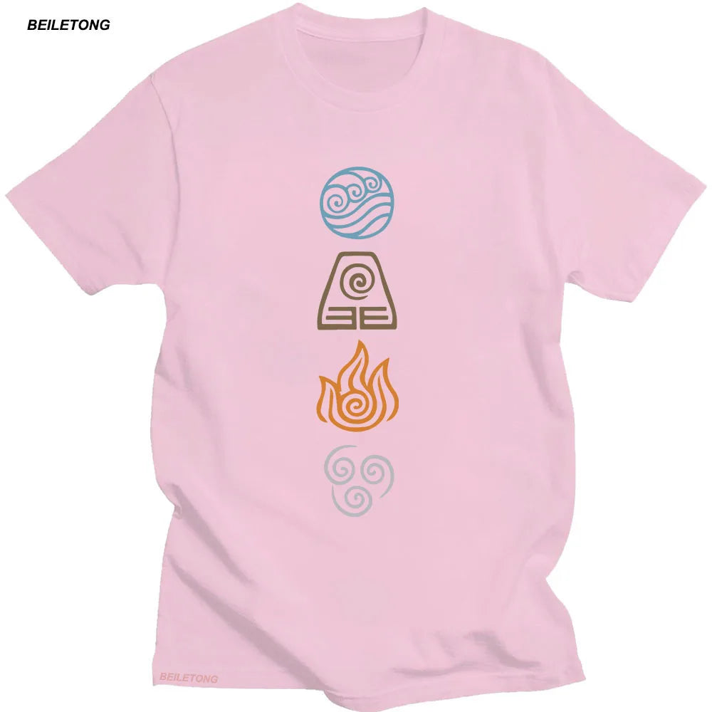 Avatar The Last Airbender: Tops Short Sleeve 100% Cotton Tshirts Black Hip Hop Camiseta