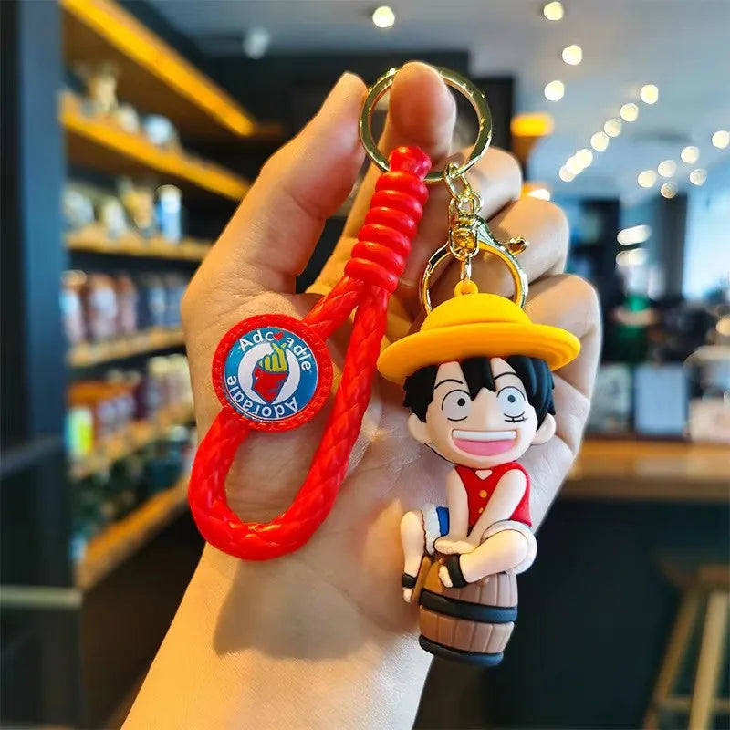 One Piece:MINISO  keychain pendant cartoon Luffy Dragon anime doll creative car keychain bag pendant accessories children's gift