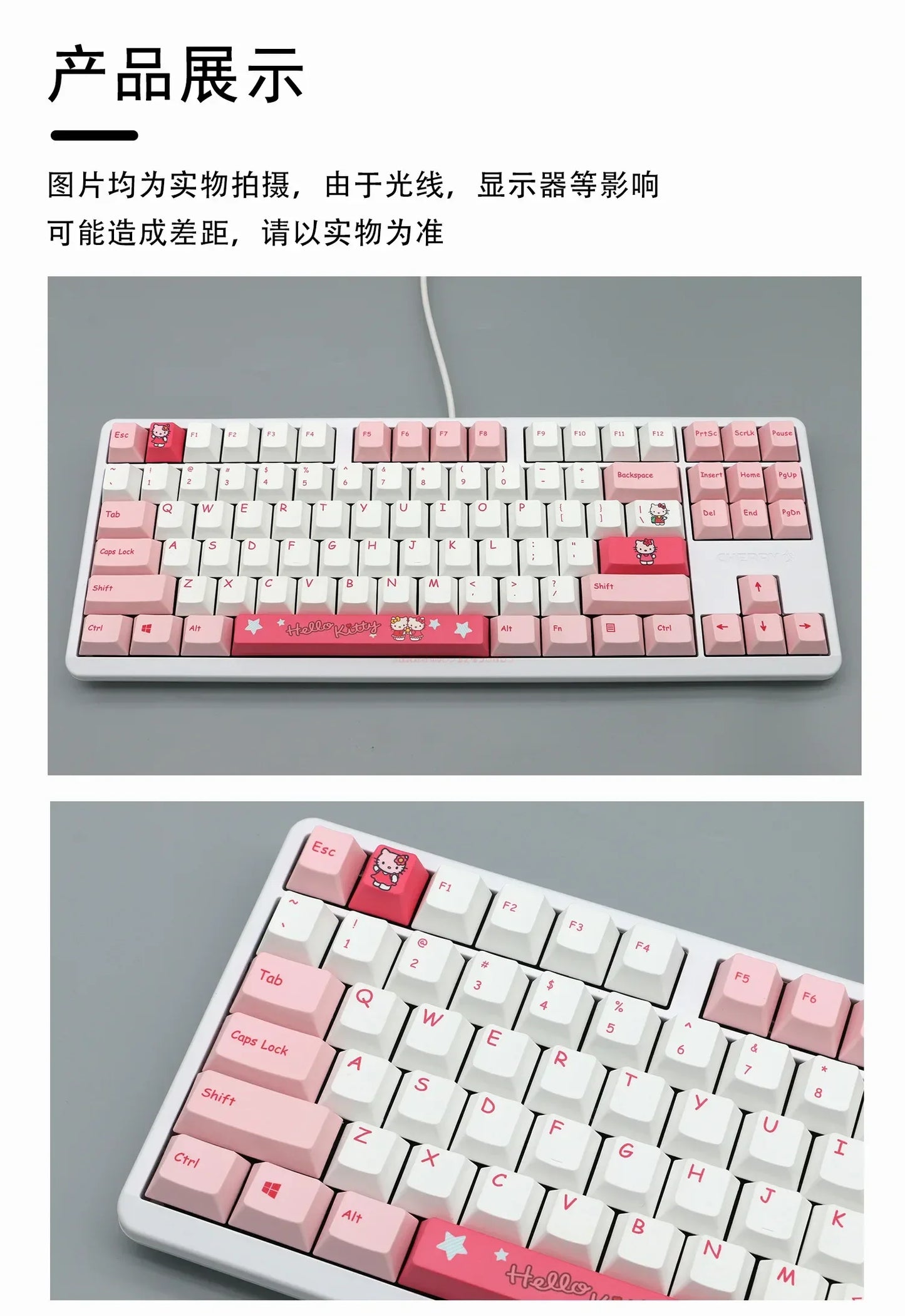 Hello Kitty:87/108 Keys  Mechanical Keyboard Anime Rgb Kawaii Customized For Home Office Laptop Computer For Pc Gamer