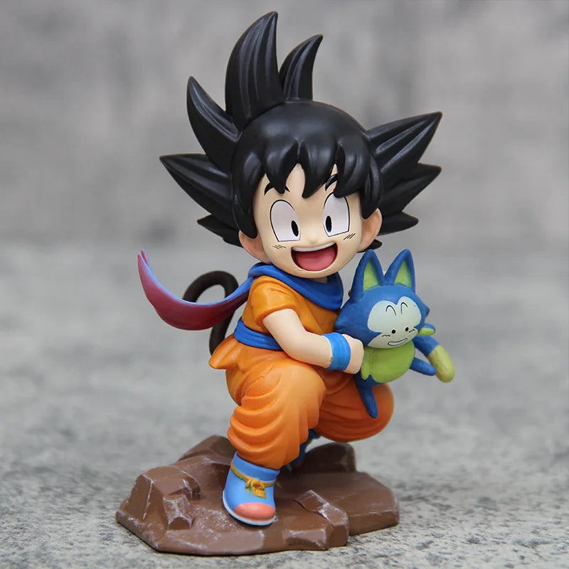 Dragon Ball: Childhood Little Goku Hugs Puer Ya Mu Tea Little Follower Figures Doll Pvc Model Statue Collection Toys Ornamen Gift