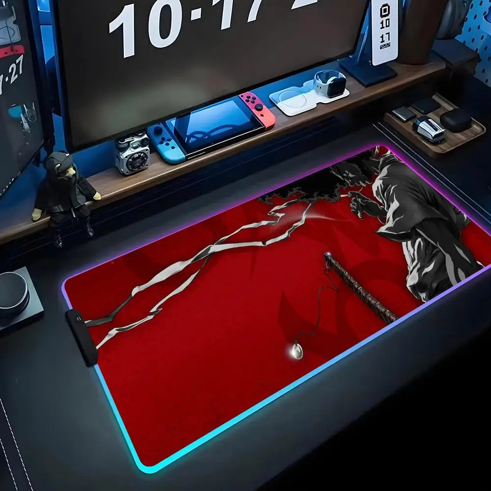 Afro Samurai: Mouse Pad RGB Gaming Mousepad Big LED Pad PC Desk Mat Luminous Mouse Pad Large Keyboard Mats Table Rug With Backlit