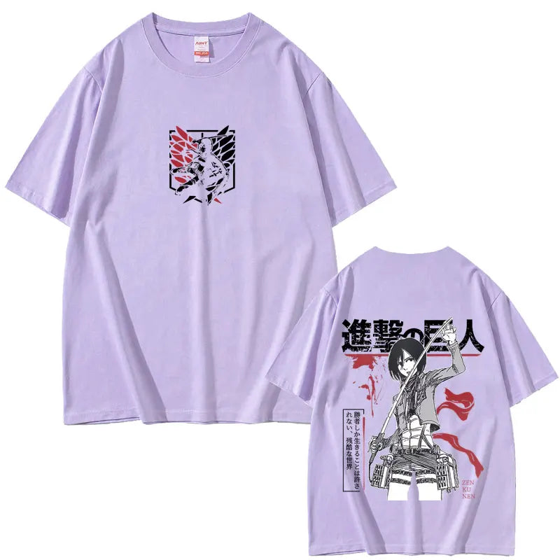 Attack on Titan: Mikasa Ackerman Merch T-shirt Men Women Manga Harajuku Oversized T Shirt Male Casual Retro Cotton T-shirts