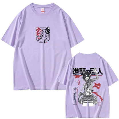 Attack on Titan: Mikasa Ackerman Merch T-shirt Men Women Manga Harajuku Oversized T Shirt Male Casual Retro Cotton T-shirts