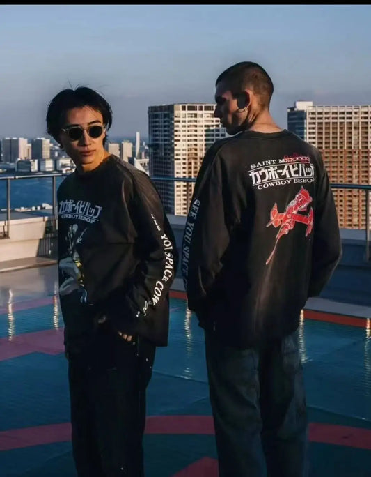 Cowboy Bebop: Long-sleeved Sweatshirt Vintage Saint Print Oversize High Quality Tops Clothing