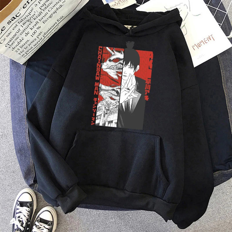 Chainsaw Man: Plus Size Sweatshirt Harajuku  Long Sleeve Pullover Casual Streetwear Clothes Tops