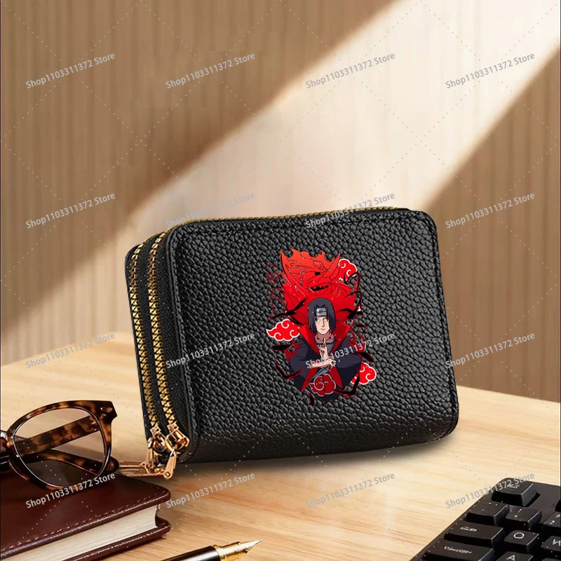 Naruto: Leather Wallet Cute Cartoon Printed Bags Fashion Zipper Short Coin Purse Multi-slot Bank Card Storage Bag Birthday Gift