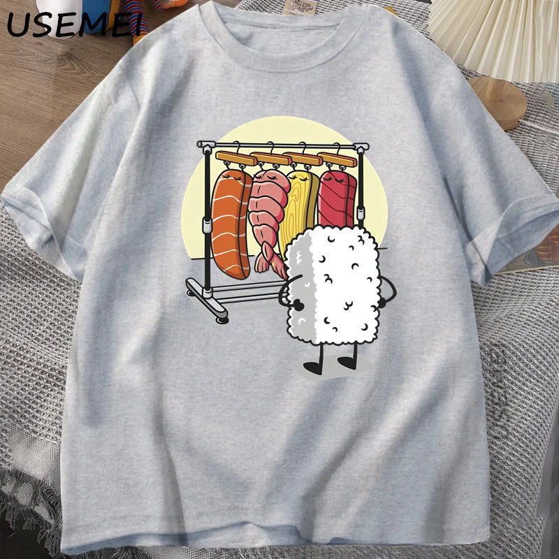 I.L.F.A: Sushi Wardrobe T Shirt Women Men Funny High Quality T-shirt Cotton Graphic T Shirts Loose Short-sleeve Pritned Tshirt Man Tops