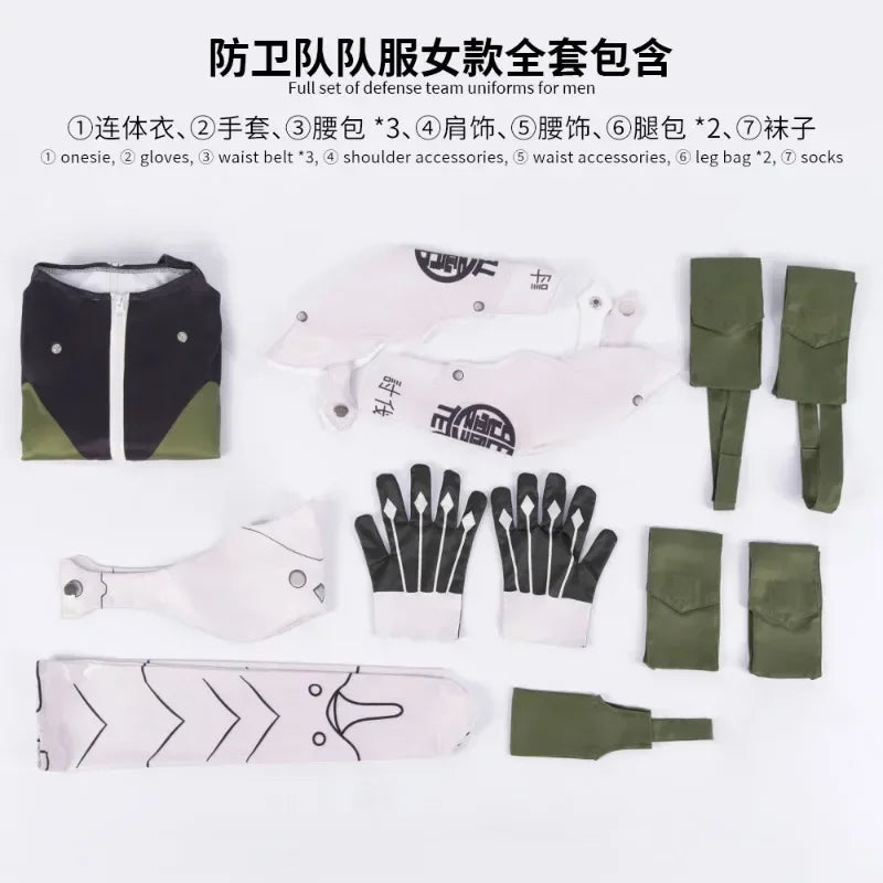 Kaiju No. 8 Kafka Hibino Mina Ashiro Cosplay Costume Wig Jumpsuit Uniform Bag Gloves Monster Sweeper Birthday Suit Props