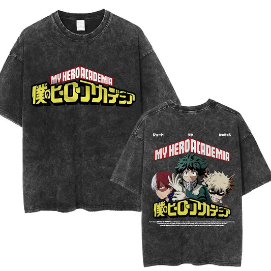 My Hero Academia: Todoroki Shoto Classic Manga T-shirt Men Women Oversized Cotton Tshirts Streetwear Anime  Washed Vintage T Shirt