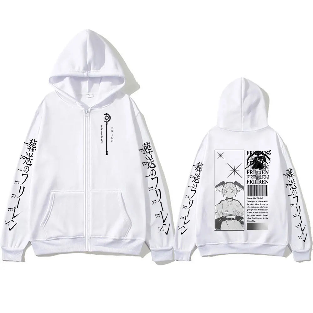 Frieren: Beyond Journey's End -- Zipper Hoodies Frieren Manga Pullover Men's Women Clothing Fashion Zip Up Hooded Sweatshirts