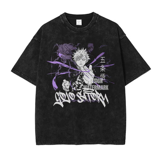 Jujutsu Kaisen: T Shirts Vintage Washed CHOSO T-shirt Oversize Short Sleeve Fushiguro Toji Gojo Saturo Itadori