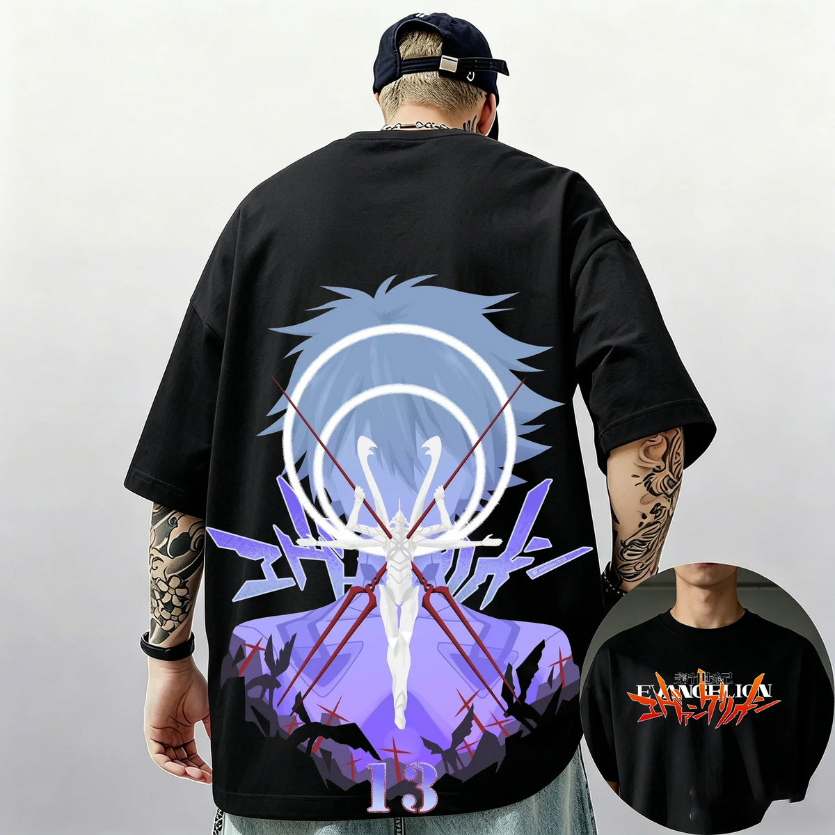 Evangelion: Pattern Street Style Print Short-Sleeve T-Shirt, Y2K Style, Suitable for Both Men and Women