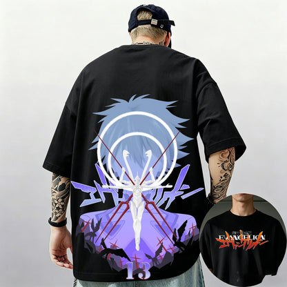 Evangelion: Pattern Street Style Print Short-Sleeve T-Shirt, Y2K Style, Suitable for Both Men and Women