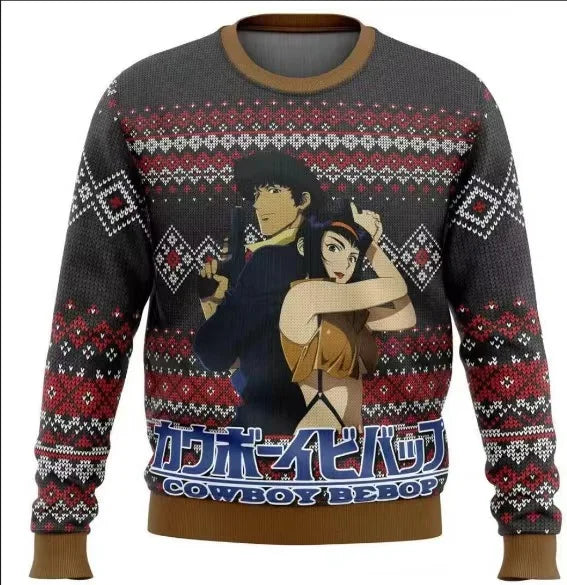 Cowboy Bebop: Ugly Christmas Sweater 2024 Fashion Pullover Tops Sweatshirt