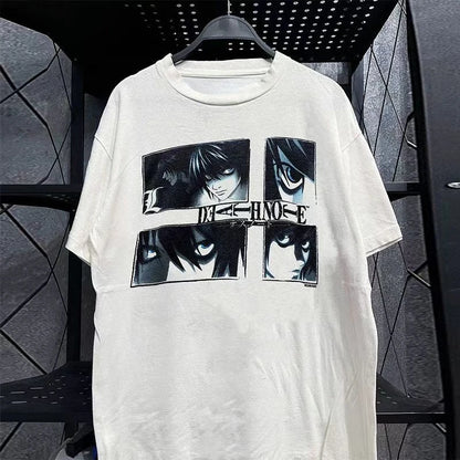 Death Note: Suspense Short Sleeve T-Shirt College Cotton Casual Sports Top