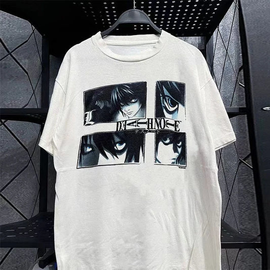 Death Note: Suspense Short Sleeve T-Shirt College Cotton Casual Sports Top