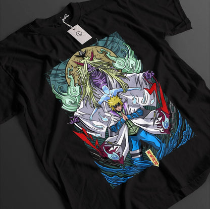 Naruto: Uzumaki Sasuke Anime Printed T-shirt Summer Men's Pure Cotton Neutral Casual Family Set Short Sleeved T-shirt