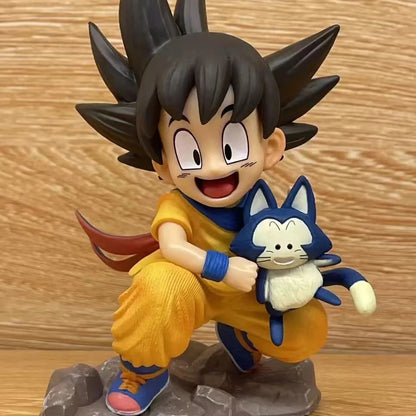 Dragon Ball: Childhood Little Goku Hugs Puer Ya Mu Tea Little Follower Figures Doll Pvc Model Statue Collection Toys Ornamen Gift