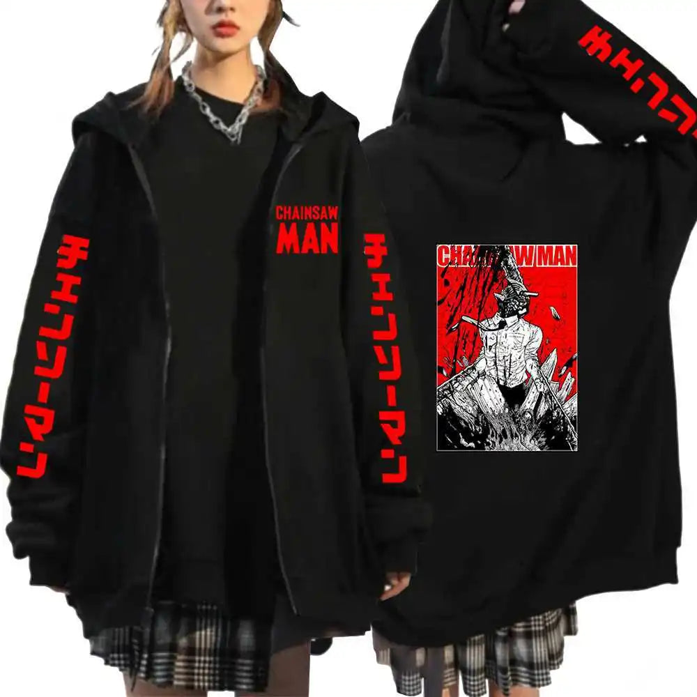 Chainsaw Man: Denji Demon Hoodie Men Anime Zip Up Hoodies Print Anime