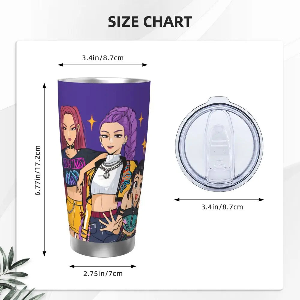 KPop Demon Hunters - Derpy  Insulated Tumbler with Lid Vacuum Thermal Mug Outdoor Travel Car Bottle Cup, 20oz