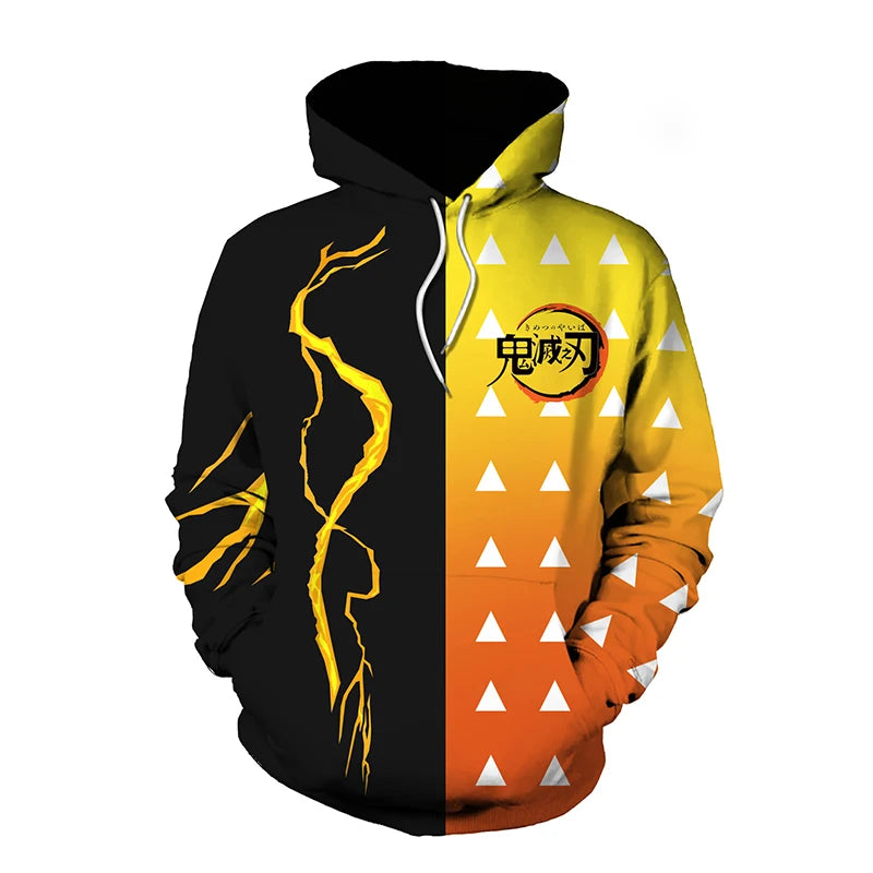 Demon Slaye:r Kimetsu No Yaiba 3D Hoodie Sweatshirts Demon Slayer Agatsuma Zenitsu Tomioka Giyuu Cosplay Men Coat Outfit