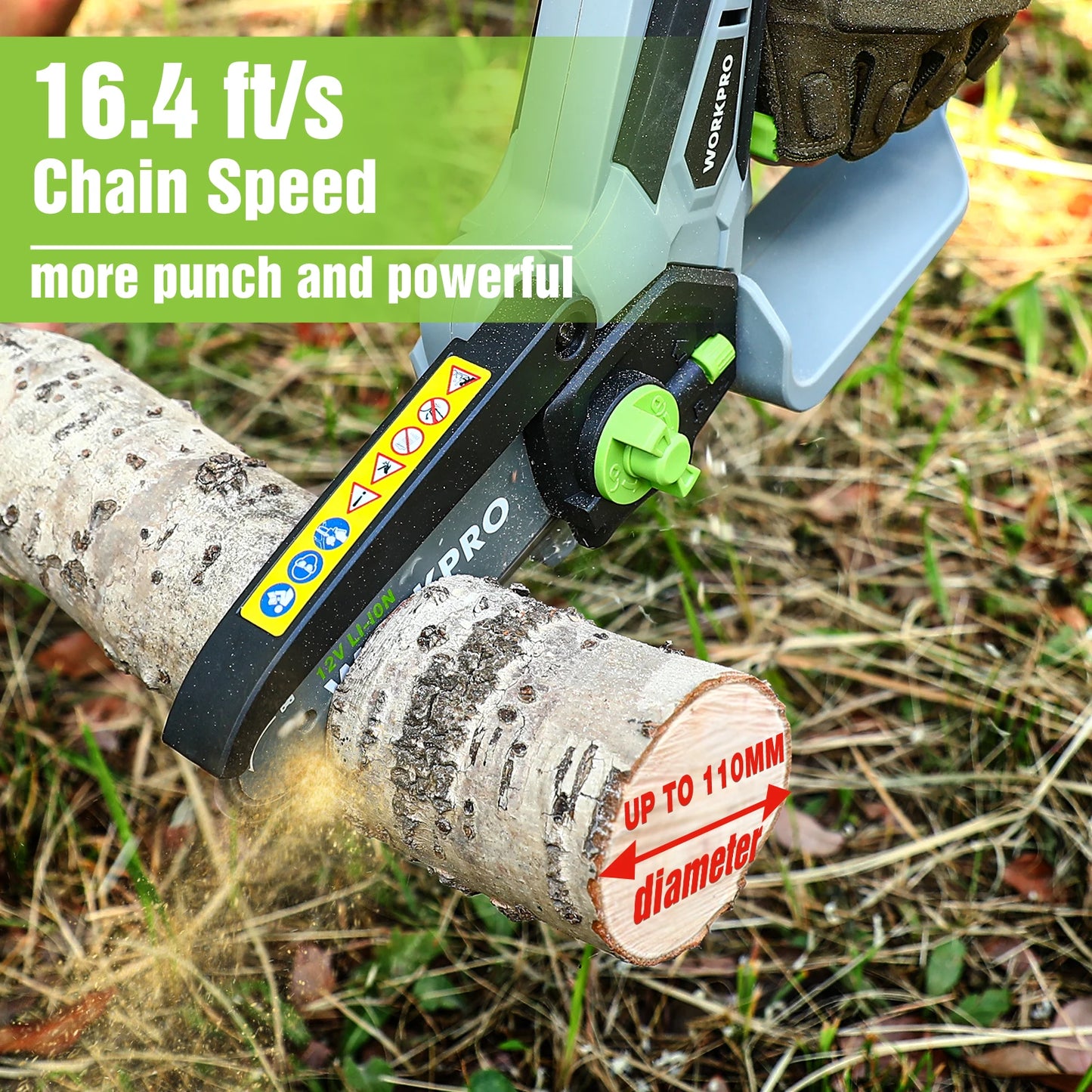 Chainsaw Man: WORKPRO 12V Cordless Mini Rechargeable Electric Chainsaw for Gardening Tree Branch Pruning Wood Cutting