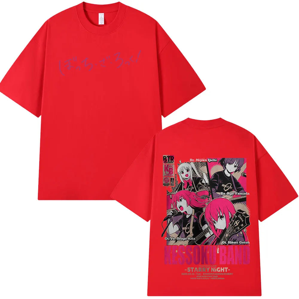Bocchi The Rock: T Shirt Manga Hitori Gotoh Yamada Ryo Kita Ikuyo Ijichi Nijika T Shirts Cotton Casual Oversized T-shirts
